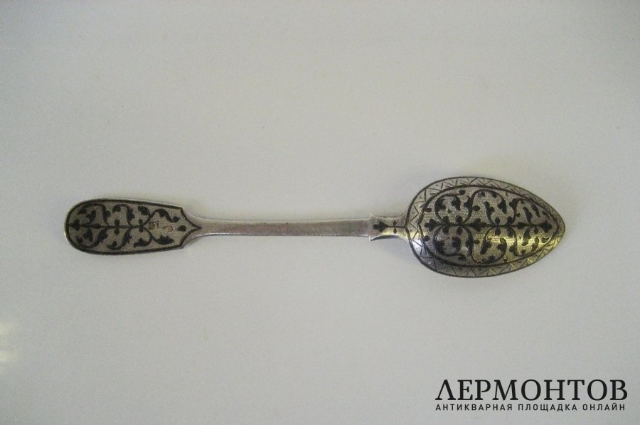 Чайная ложка. Серебро 84 пробы, чернь. Российская империя.