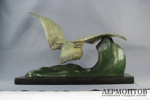 Альбатрос. J. Loriot. Металл, мрамор, ручная роспись. Франция, 20-30-е годы ХХ века. 