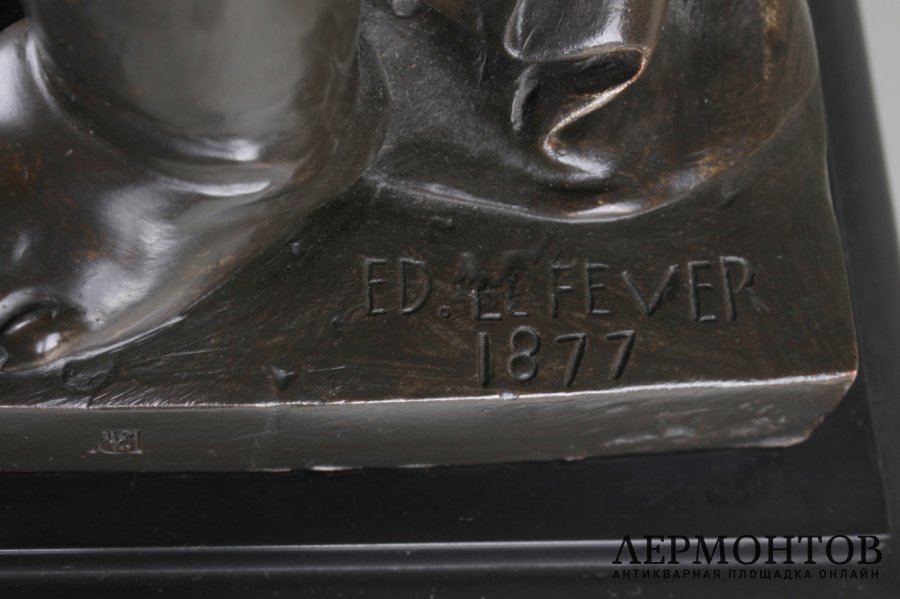 Каминные часы с путти. Les debardeurs. Edmond Lefever. Бронза. Франция, 1880 год.