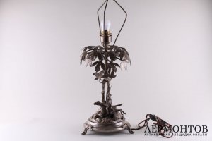 Лампа настольная Охотник на лошади. Бронза, серебрение. Российская империя, 1874-1883