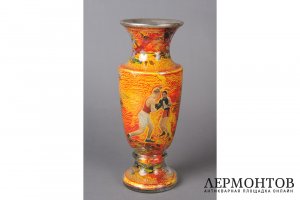 Декоративная ваза кубок Борцы. СССР, 1960-1970-е гг. Стекло, латунь.