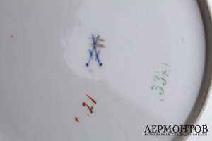 Тарелка с луковичным узором. Фарфор, роспись кобальтом. Германия, Мейсен, XIX в.