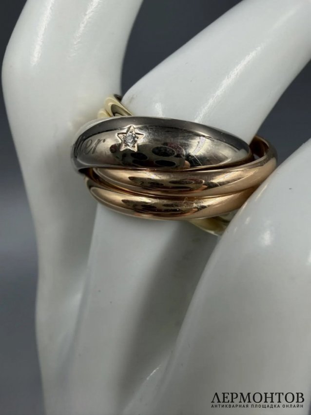Кольцо «Trinity Constellation» с бриллиантом. Золото 750 пробы трёх цветов, Cartier, Франция