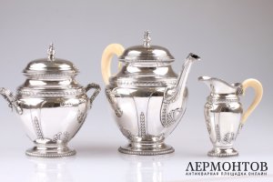 Чайный сервиз Roussel. Серебро 950 пробы. Франция
