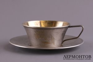 Кофейная пара. Серебро 875 пробы. СССР, завод Московский ювелир, 50-60-е гг. 20 в.