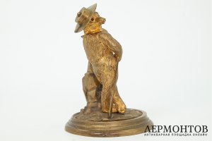 Статуэтка Лис Мореплаватель. Западная Европа, 1 половина 20 века. Бронза, золочение.