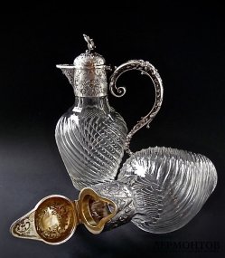 Парные графины. Серебро 800. Хрусталь
