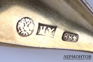 Ложка чайная. И. Хлебников. Серебро 88 пробы, эмаль. Российская империя