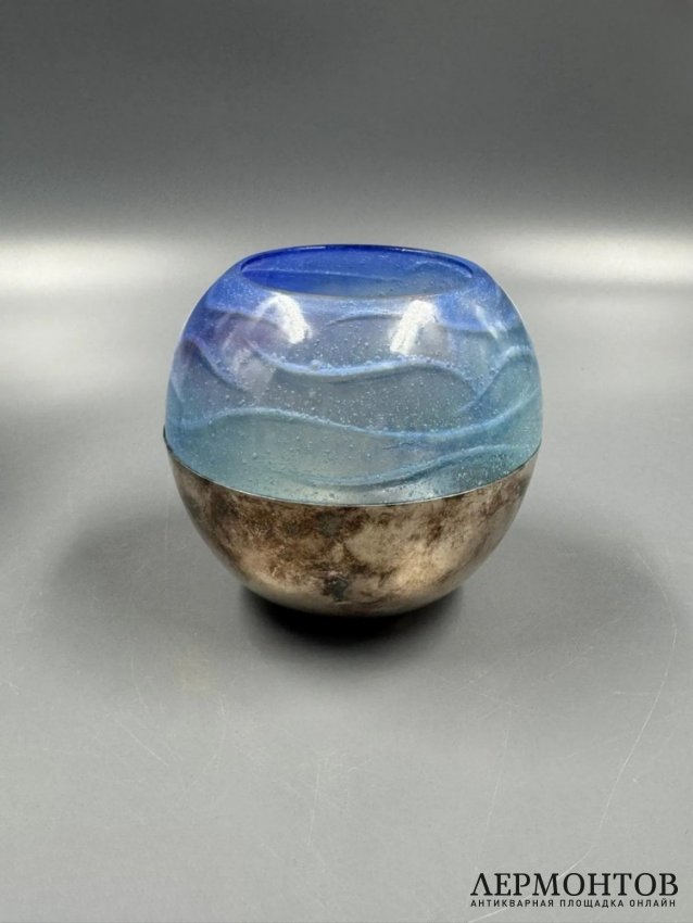 Подсвечник «Photophore Ocean Argent». Хрусталь, металл, Daum, Франция