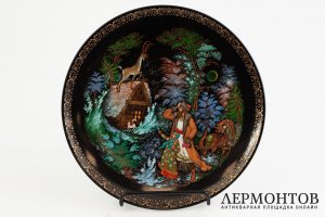 Тарелка Сказка Серебряное копытце. СССР, Палех, худ. Сергей Адиянов, 1990 г. Фарфор.