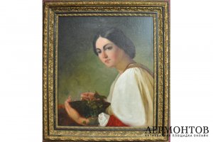 Картина Девушка с виноградом. Толкачевский Иосиф Христофорович. 1913 г. Х.м.