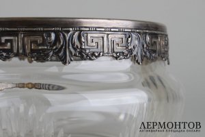 Ваза круглая в стиле ампир. Серебро 800, стекло. Германия, WTB.
