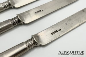 Десертные ножи. Россия, Киев, Иосиф Маршак, 19 век. Серебро 84 пробы.