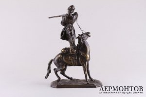 Скульптура Джигитовка наездника черкеса. Бронза.Россия, к 19 в. Скульптор Е. Лансере.