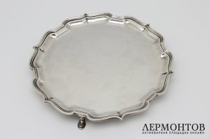 Поднос, визитница на ножках. Серебро. Англия, Шеффилд, 1930 г.