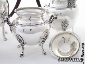 Чайно-кофейный сервиз для двоих. Limousin et Souche. Серебро 950. Франция