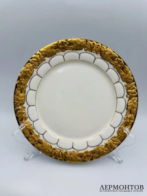 Чайное трио «X-форма» с золотом. Фарфор, Meissen, Германия, 20 век