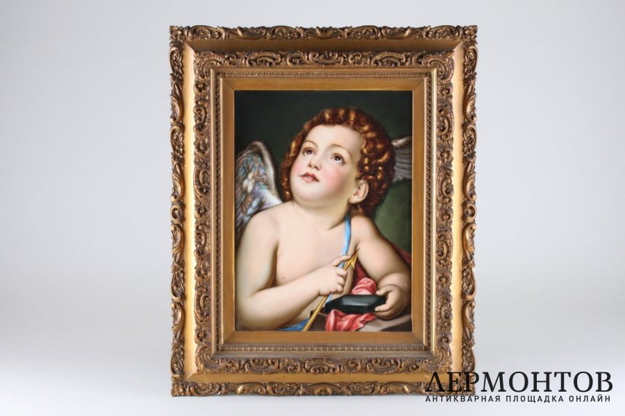 Пласт Амур, оттачивающий стрелу. Фарфор, живопись. Австрия. Anton Raphael Mengs