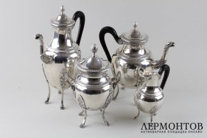 Чайный и кофейный сервиз Savary et Fils. Серебро 950 пробы. Франция, нач. XX века.