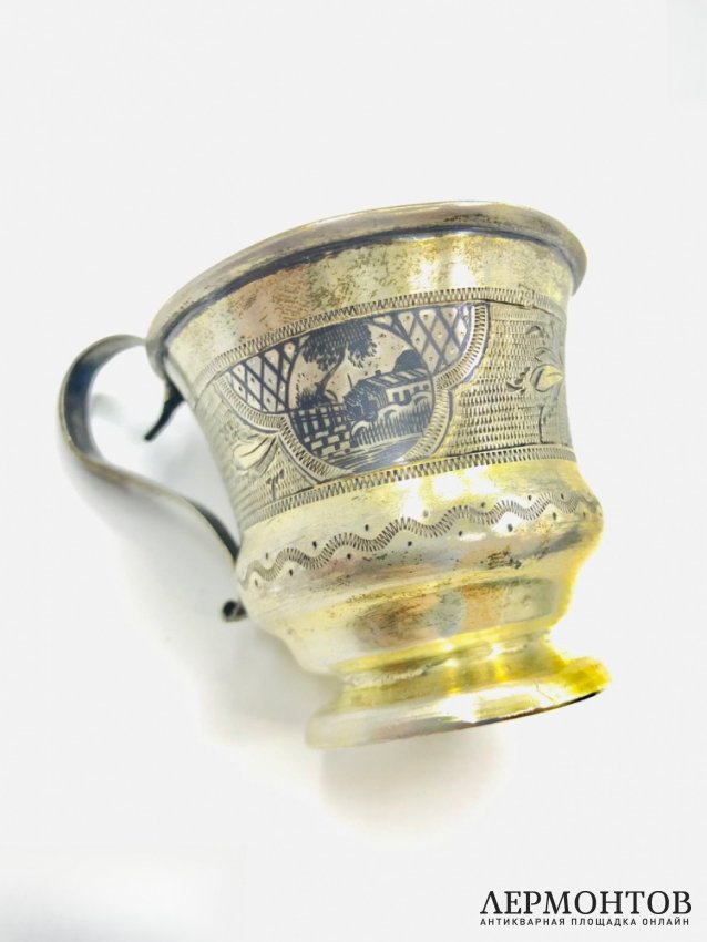 Кофейная пара. Серебро 84 пробы, П. Лоскутов, Россия, 1873 год