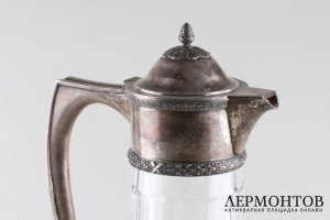 Графин для морса или воды в ст. неоклассика. Фирма Братьев Грачевых. Серебро 84 пробы