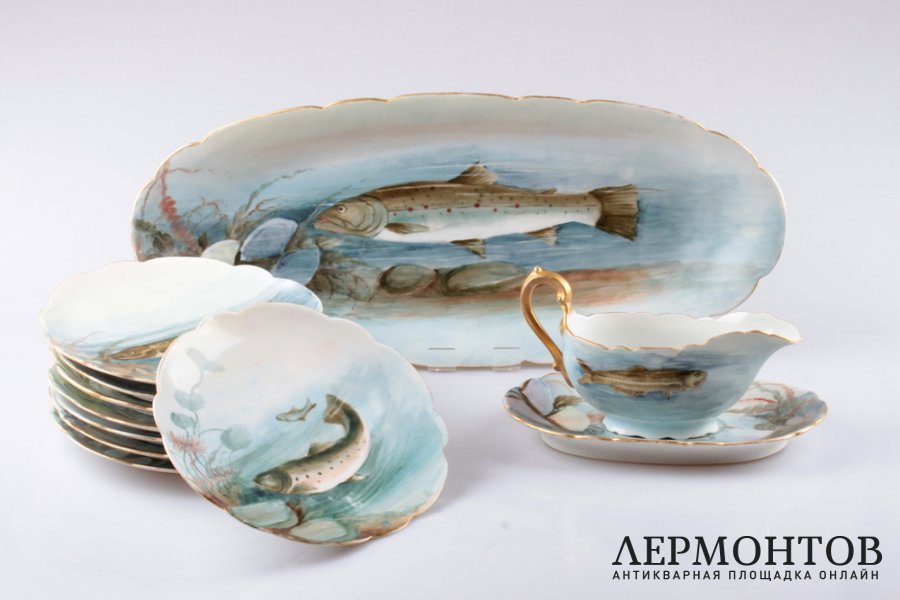 Столовый сервиз Limoges. Фарфор, ручная роспись. Франция