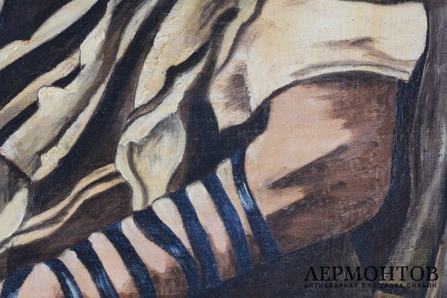 Картина Ребе в молитвенном облачении.Холст на картоне, масло. Художник Miriam Laski.