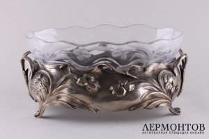 Ваза для фруктов в стиле модерн. Бронза, серебрение. Европа, начало 20 века.