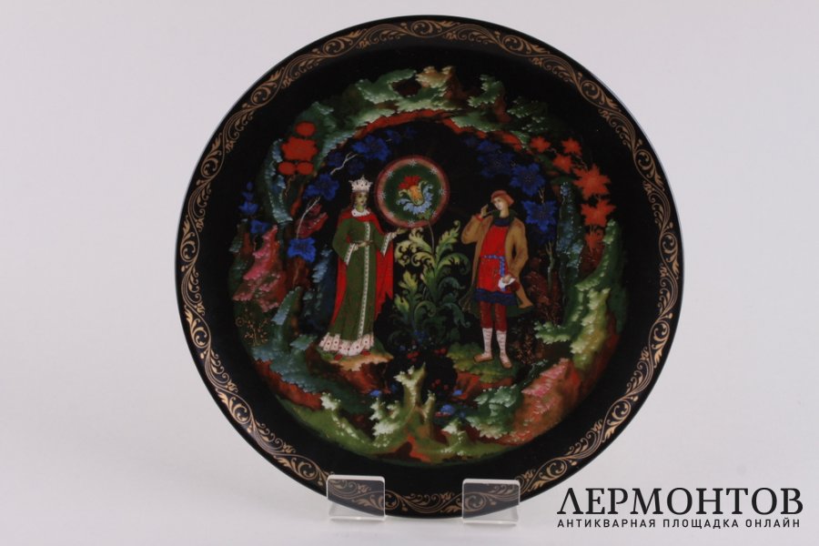 Тарелки из серии Русские сказки. СССР,  Палех, 1989-1990-е гг. Фарфор, деколь.