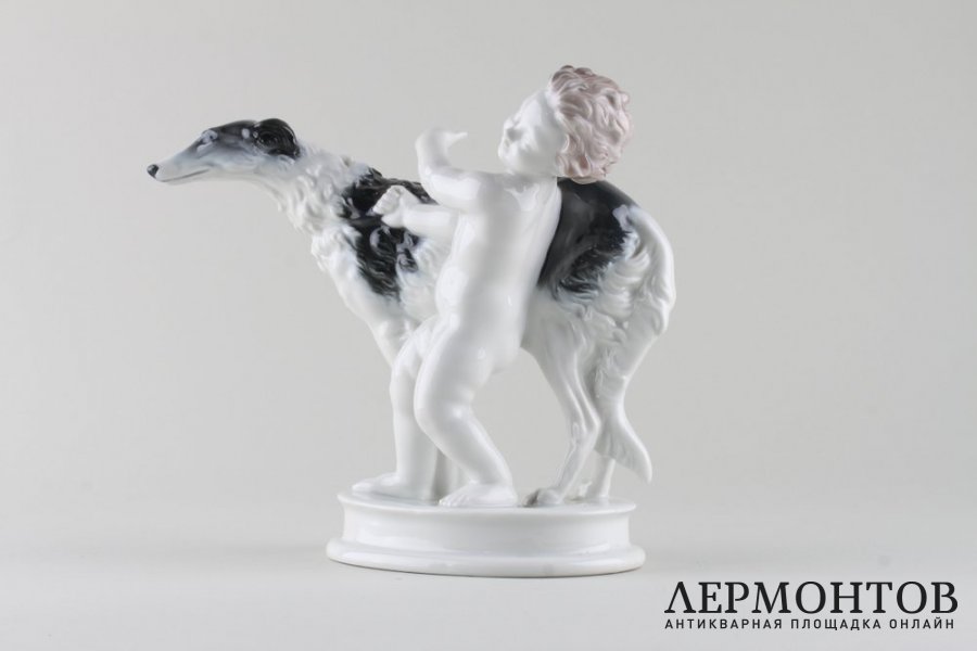 Статуэтка. Путти и русская борзая. Фарфор. Rosenthal. XX в.
