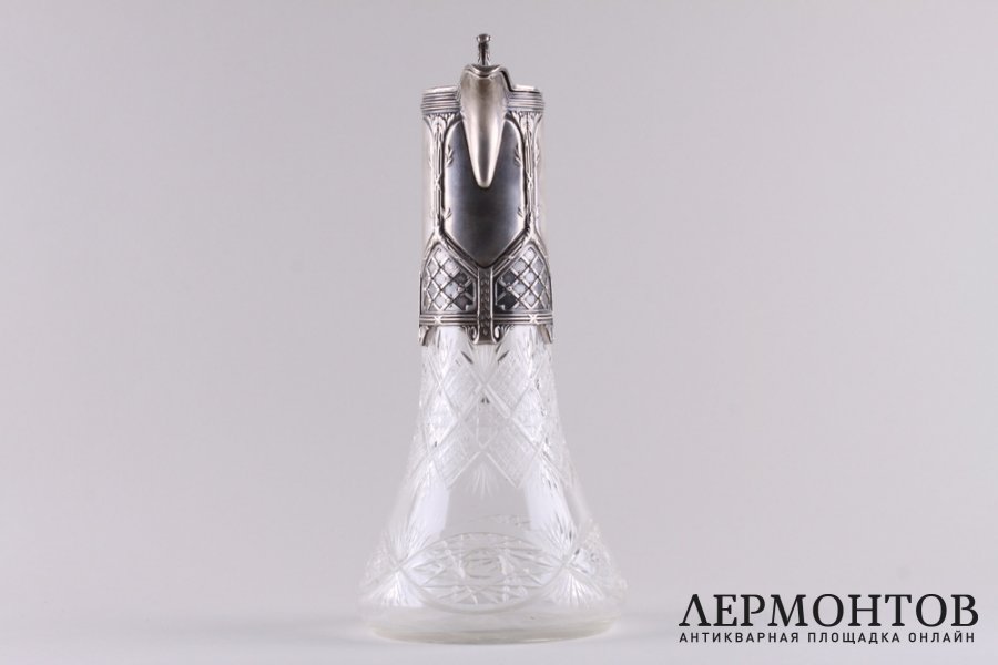 Кувшин в стиле модерн. Серебро 900 пробы, хрусталь. Европа, 1890-1910-е гг.