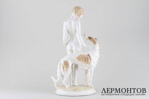 Девушка с борзой, Знакомство. Фарфор, ар-деко. Германия, Хутченройтер, 1955-68