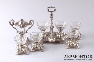 Сервировочный набор Courtois. Серебро 950, хрусталь. 1834-1837 годы. Франция