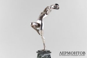 Скульптура Танцовщица с цимбалами. P. Faguays. Бронза, серебрение. Франция, 1920-e.