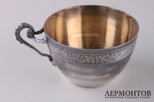 Чайная пара в стиле ампир. Серебро 950 пробы, золочение. Франция, Париж, кон. XIX в.