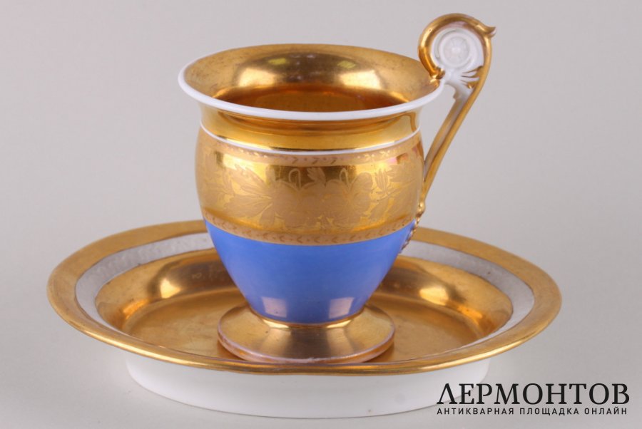 Чайная пара. Чашка - Россия, завод А. Попова, блюдце - Франция, M. Jmple de Sevres.