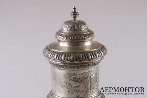 Сосуд для вина с краником. Серебро 800 пробы.  Италия