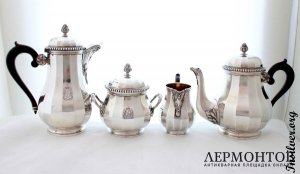Чайно-кофейный сервиз Henin. Серебро 950. Франция