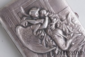 Портсигар в стиле Модерн. Тамара и Демон. Москва, 1908-1917 гг. Серебро 84 пробы.