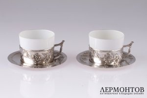 Две чайных пары Lapeyre. Серебро 950. Франция