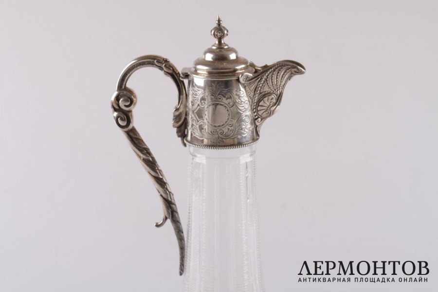 Графин. Серебро 925 пробы, стекло. 1872 год. Англия