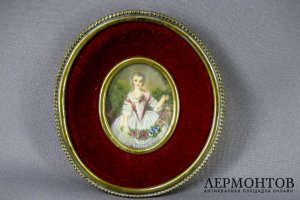 Миниатюра Портрет девушки. Фарфор. Франция, конец XVIII века.
