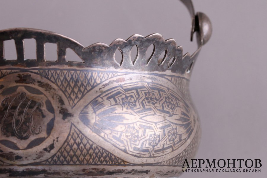 Сахарница с ручкой. Серебро 875 пробы. СССР, 50-е годы 20 в.