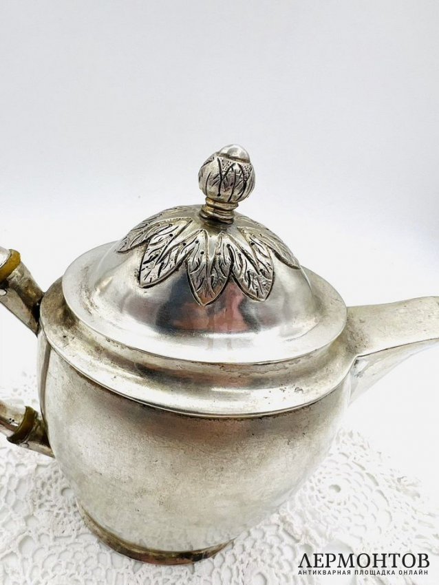 Кофейник с носиком-сердечком. Серебро 12 лот, золочение, Польша, 1814 год