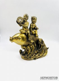 Статуэтка «Золотой карп с жемчужиной». Бронза, Китай, современная работа