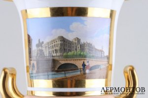 Ваза-кратер с пейзажами старого Берлина. Фарфор, роспись. KPM, начало ХХ века.