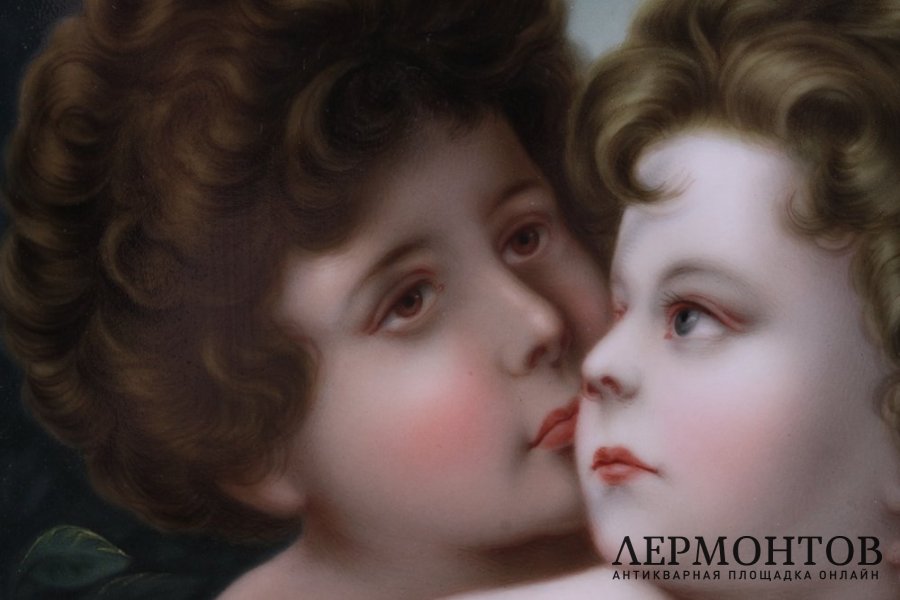 Пласт Путти. Фарфор, живопись. Франция, 19 век.  Худ. F.Beetz