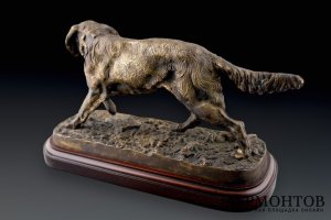 Скульптура Охотничья собака. Farbel. Бронза, литье. Франция, 19-20 вв.