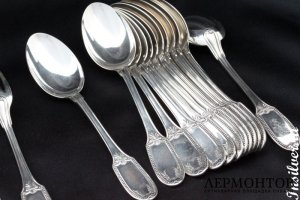 Десертный набор на 12 персон Tallois. Серебро 950. Франция