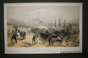 Литография. Железная дорога в Балаклаве. Крымская война. У. Симпсон. Лондон, 1855 г.